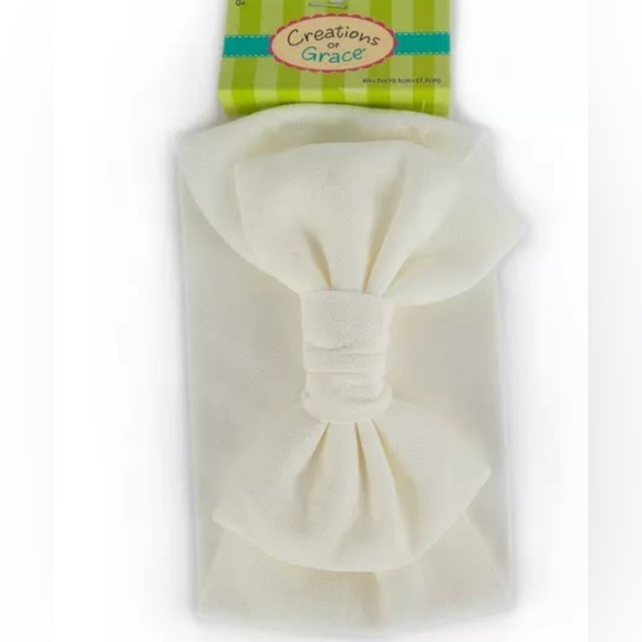 Creations White and Black Baby Bow Fabric Headband, 6.5 inches - Picture 2 of 5